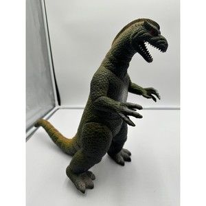 Vtg Dormei Godzilla green yellow 14.5” Kaiju Movable Arms, Legs, Head Hong Kong